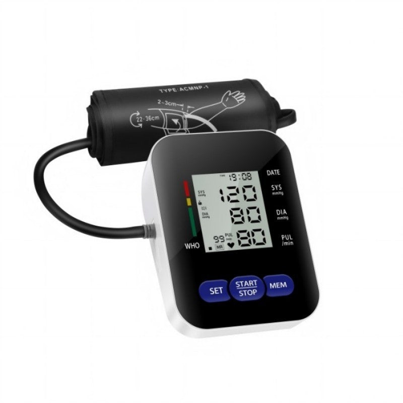 Multifunctional Home Blood Pressure Monitor With Cuff, Records 99 Measurements And Tracks Heart Rate