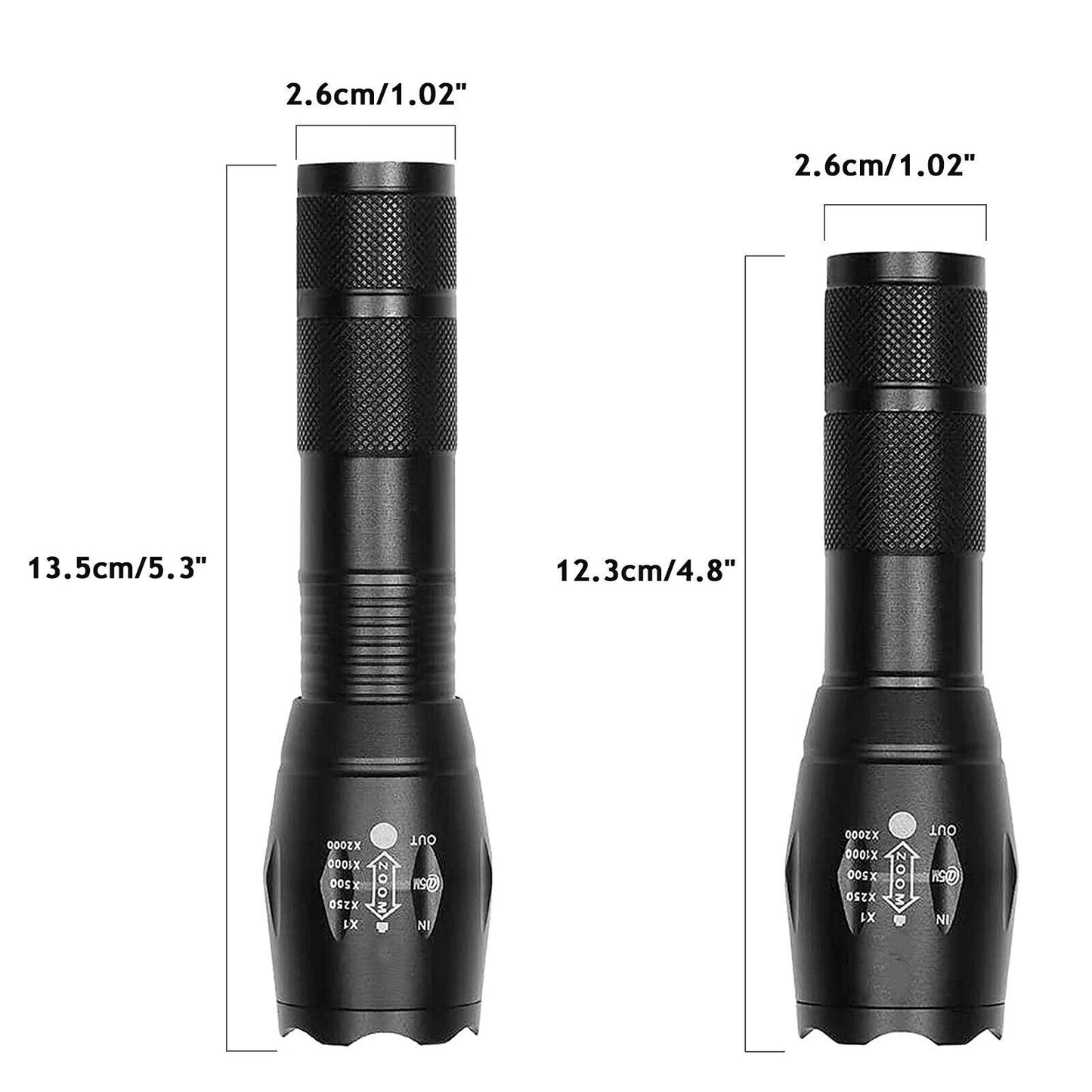 2PCS 1200000LM USB Rechargeable LED Flashlight Super Bright Torch Tactical Lamp