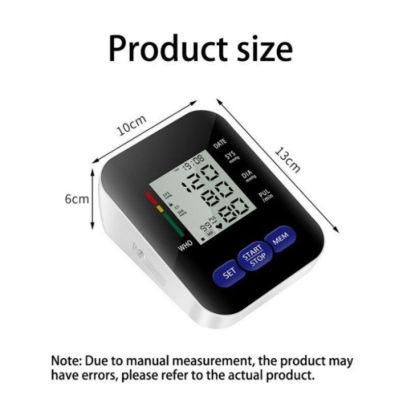 Multifunctional Home Blood Pressure Monitor With Cuff, Records 99 Measurements And Tracks Heart Rate