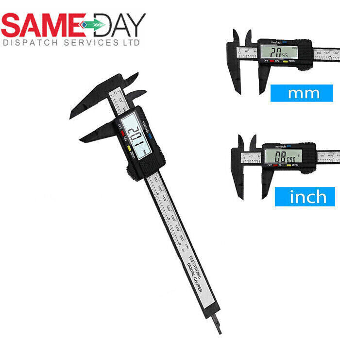 6'' LCD Digital Vernier Caliper Black Micrometer Measure Tool Gauge Ruler 150mm