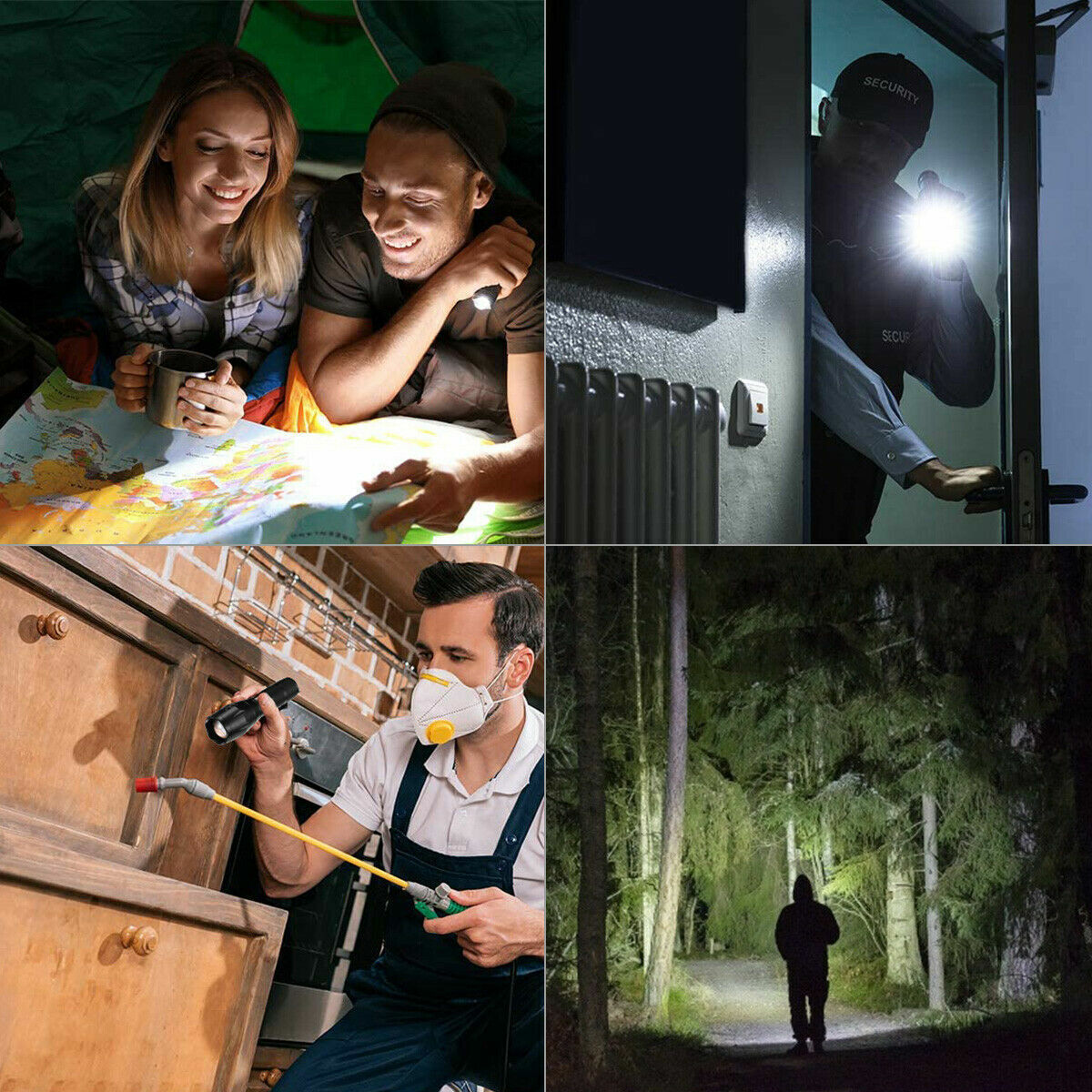2PCS 1200000LM USB Rechargeable LED Flashlight Super Bright Torch Tactical Lamp