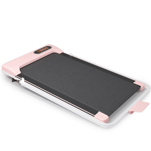 Folding Treadmill With Handrail & Adjustable Incline, 1-10 Km H Running Machine, Space Saving Low Noise Design, LED Display, Phone Holder, Remote Control, Transport Wheels Plug, Pink.
