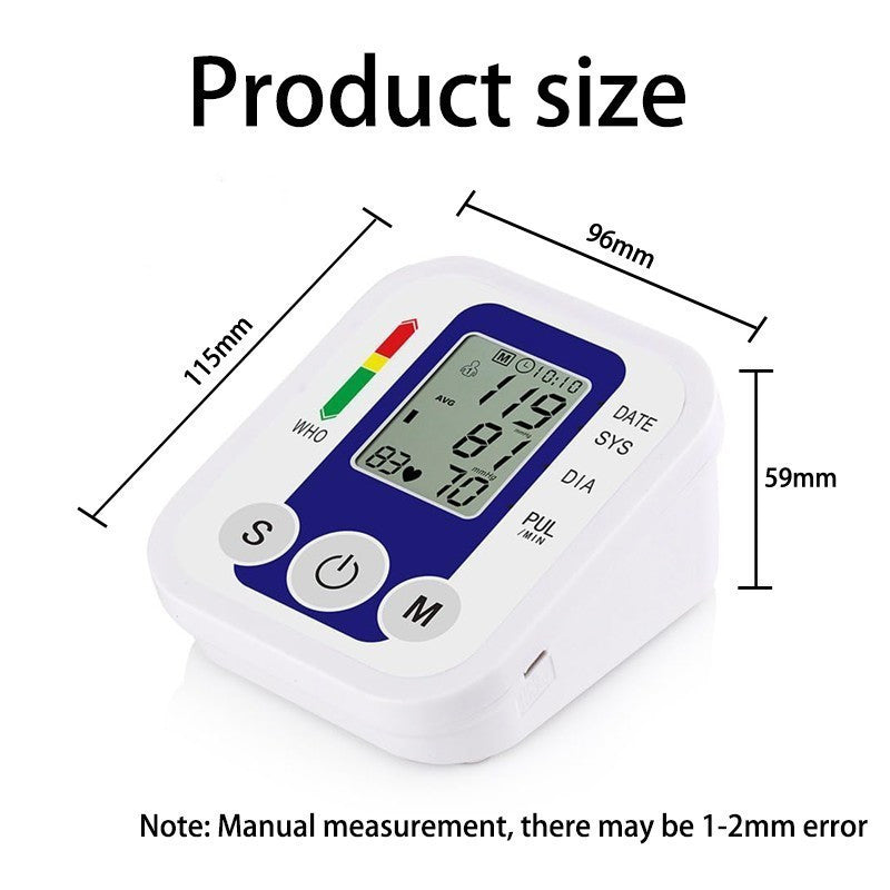 Multifunctional Home Blood Pressure Monitor With Cuff, Records 99 Measurements And Tracks Heart Rate