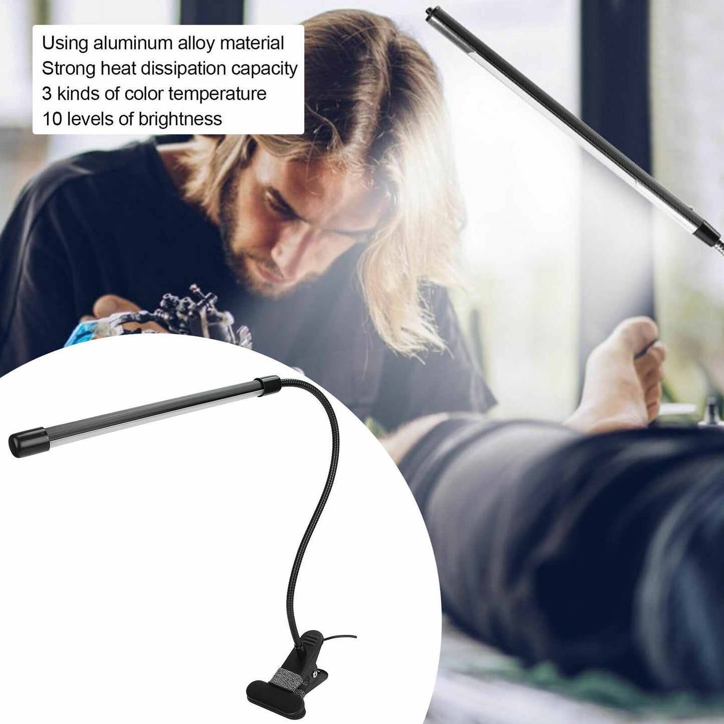 USB Clip On Desk Lamp Flexible Clamp Reading Light LED Bed Table Bedside Night
