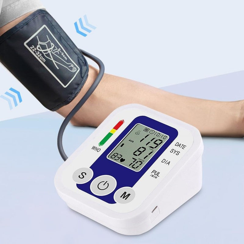 Multifunctional Home Blood Pressure Monitor With Cuff, Records 99 Measurements And Tracks Heart Rate
