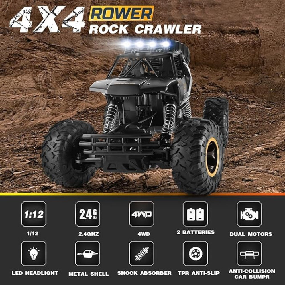 UK 4DRC Rc Car Rock Crawler Rechargeable Off Road Truck 4WD , Metal Shell LED Headlights RC Remote Control Off Road Car Truck, Logistics Is Randomly Sent By EVRI,DPD,Amazon Logistics,Royal Mail