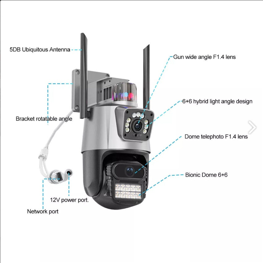 UK 8MP WIFI IP Camera Outdoor - 4K PTZ CCTV Smart Home Security IR Night Vision