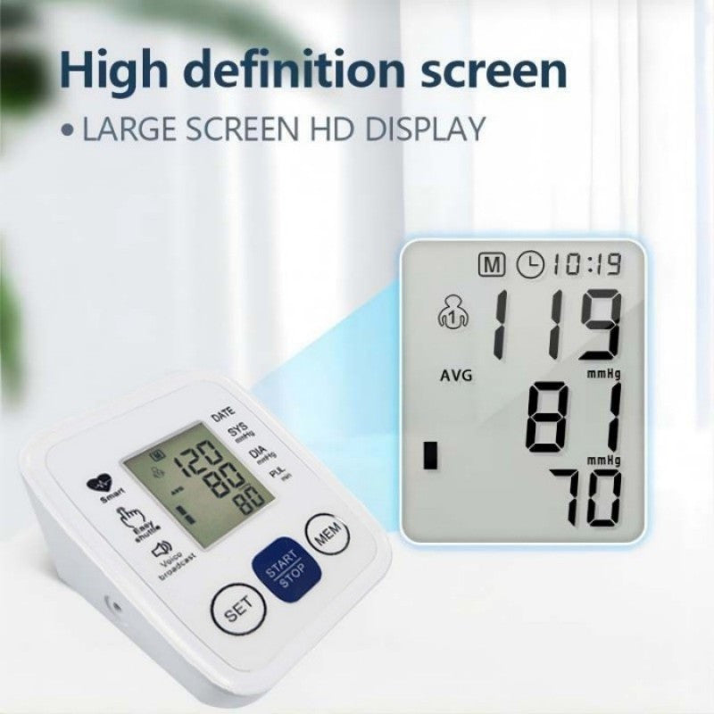 Multifunctional Advanced Upper Arm Blood Pressure Monitor With Adjustable Armband, Large Display And Dual 99 Reading Memory Function For Convenient Home Monitoring