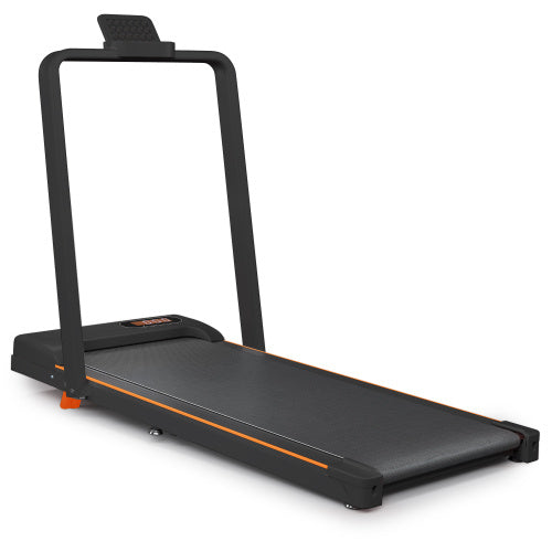 Folding Treadmill With Handrail & Adjustable Incline, 1-10 Km H Running Machine, Space Saving Low Noise Design, LED Display, Phone Holder, Remote Control, Transport Wheels Plug, Pink.