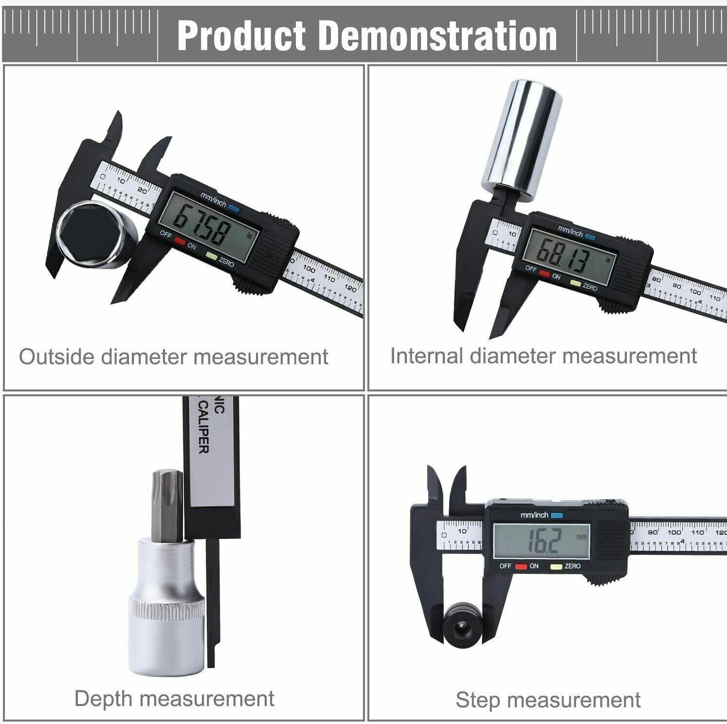 6'' LCD Digital Vernier Caliper Black Micrometer Measure Tool Gauge Ruler 150mm