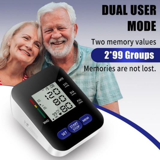 Multifunctional Home Blood Pressure Monitor With Cuff, Records 99 Measurements And Tracks Heart Rate