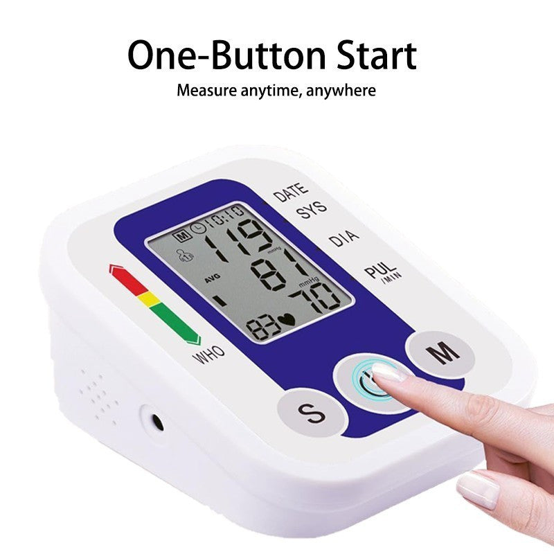Multifunctional Home Blood Pressure Monitor With Cuff, Records 99 Measurements And Tracks Heart Rate